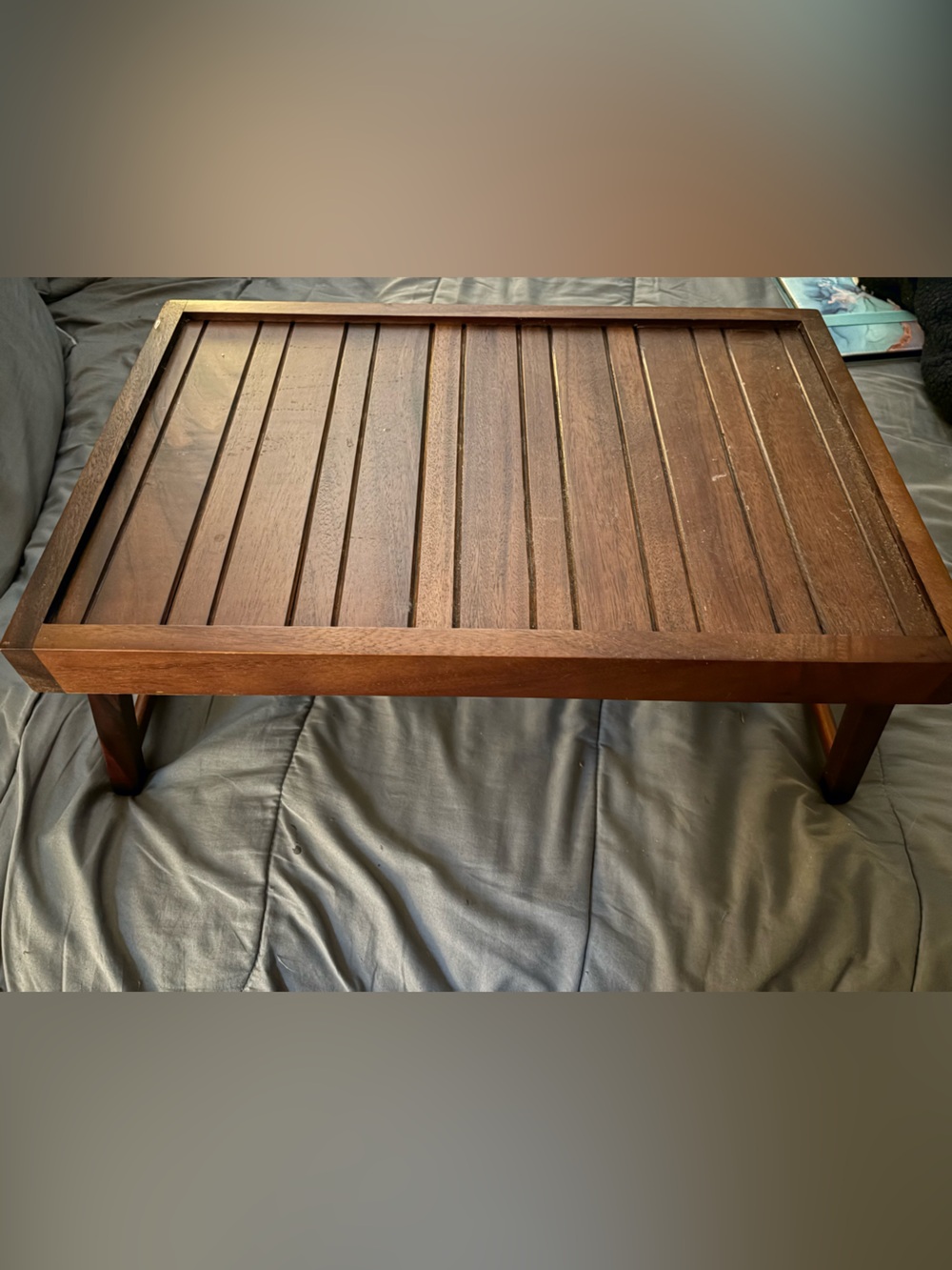 Solid Wood Foldable Bed Tray - Dark Brown